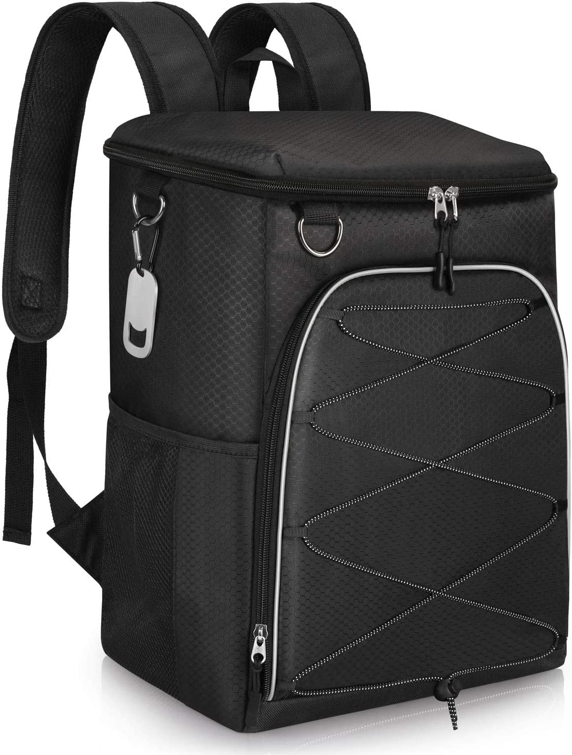 Ficcug Insulated Cooler Backpack 25-30 Cans/L,Waterproof Leakproof Soft Cooler Bag for Travel Camping Hiking Beach Lunch Picnic,Gray