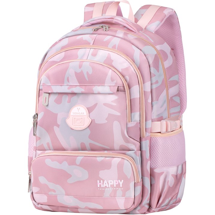 Ficcug Girls School Backpacks,Fashion School Bag for Kids Teens,35L Waterproof Students Bookbags for Elementary Middle,Pink