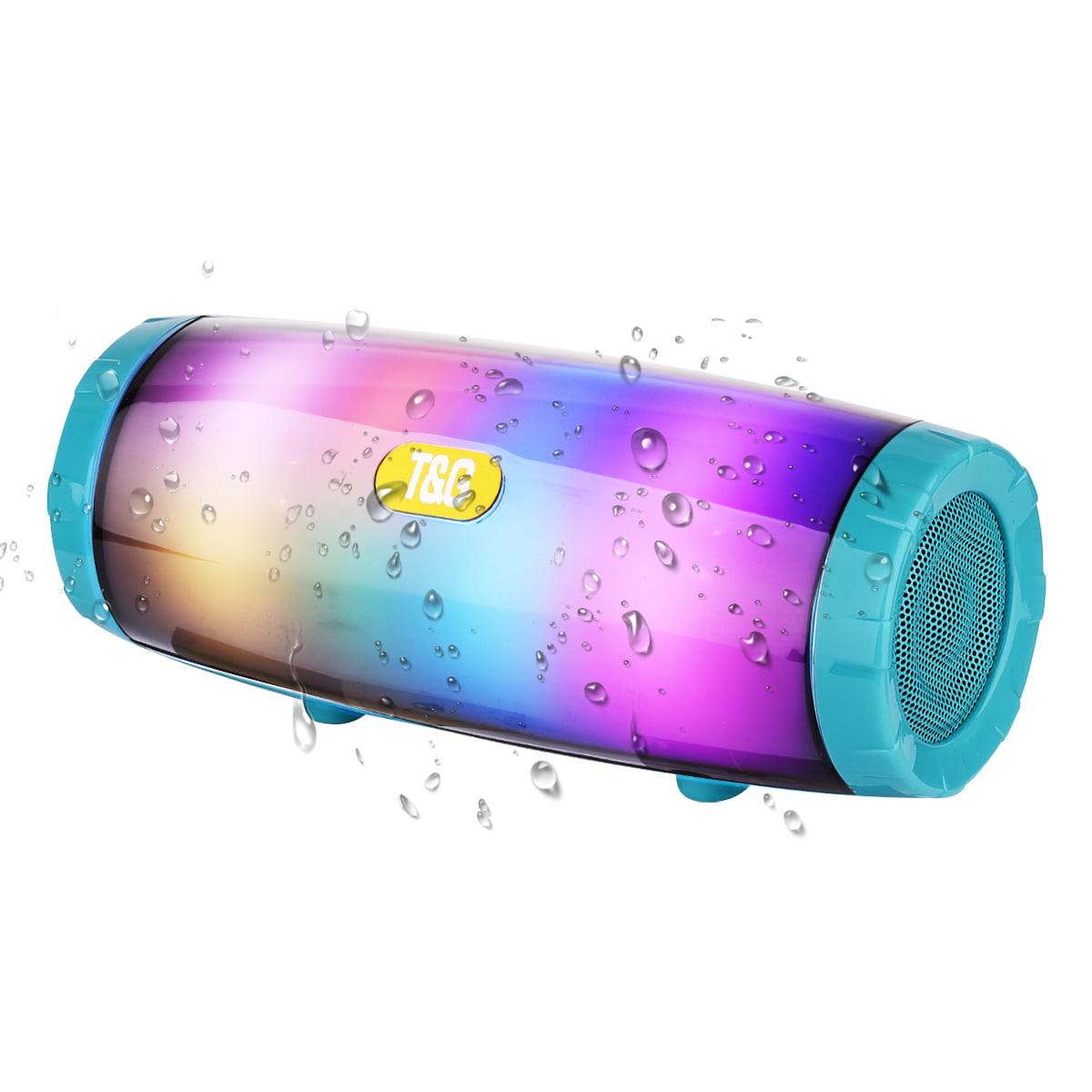 Ficcug Waterproof Portable Wireless Bluetooth Speaker,20W Small Speaker with TWS Pairing | Deep Bass | LED Lights,Outdoor Party Speaker,Black