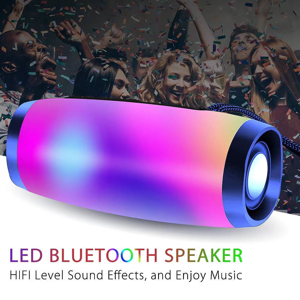 Babyltrl Waterproof Bluetooth Wireless 5.0 Speaker Portable Mini Speaker with Mutil-Colorful LED Lights and 360 Stereo Sound,Outdoor Music Party Show Speaker,Black