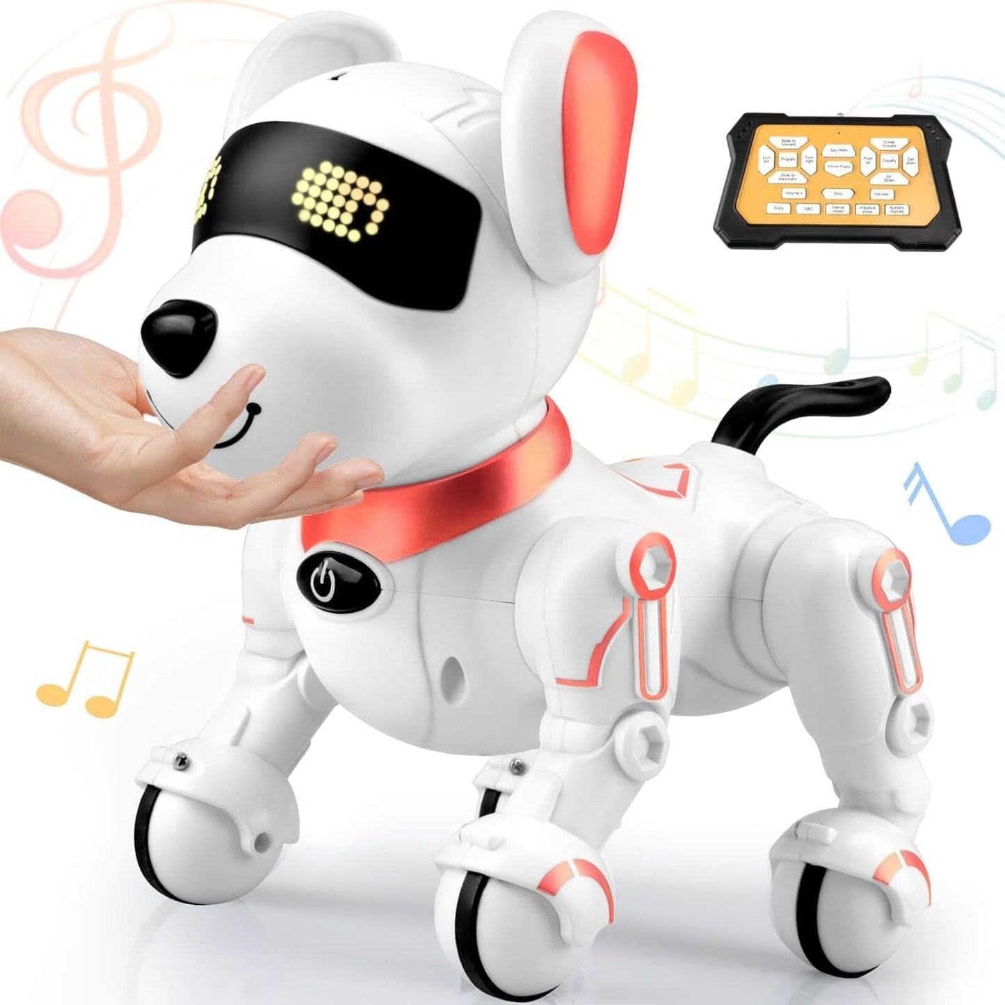 Ficcug Remote Control Robot Dog Toy, Digital Programmable Smart Interactive Puppy Pet with Touch Sensing, Gift for Boys Girls Kids 3+