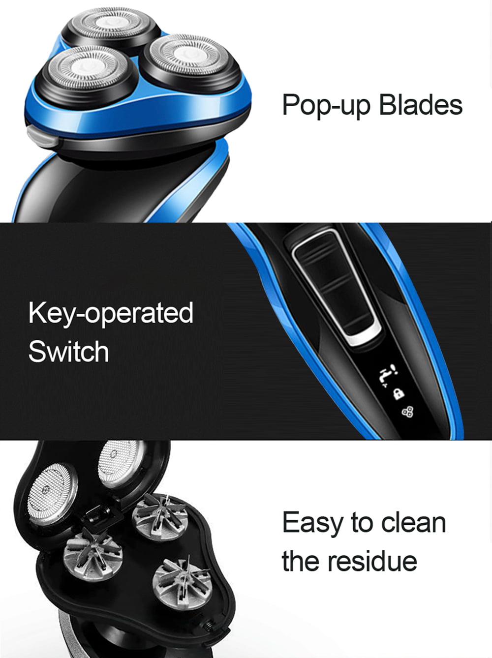 Ficcug 4 in 1 Electric Shavers for Men Rechargeable Electric Razor Shaver with Beard Trim Nose Hair Trimmer Beard Wet Dry Dual Use Water Proof