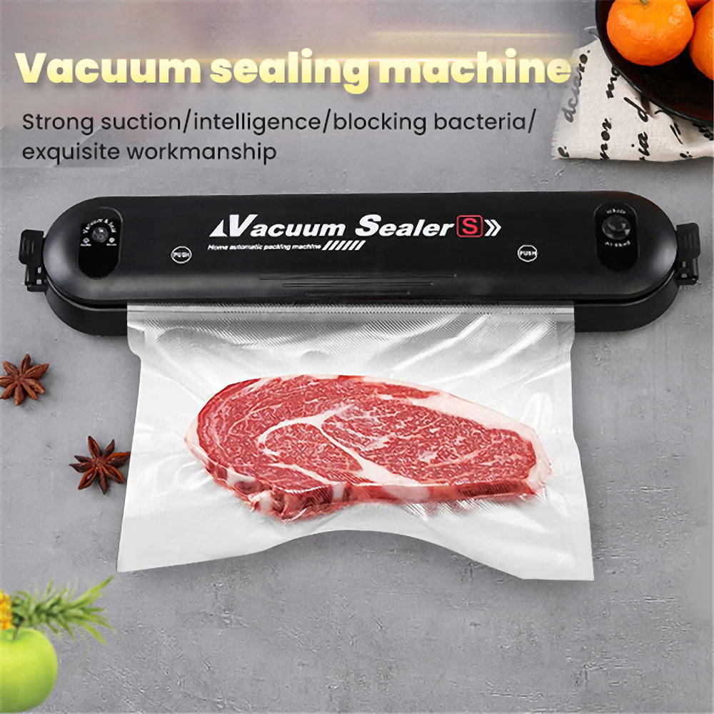 Ficcug Automatic Mini Food Vacuum Sealer Machine with 10 Vacuum Sealer Bags Electric Air Sealing Preserver System for Food Saver and Preservation of Home & Commercial(Black)