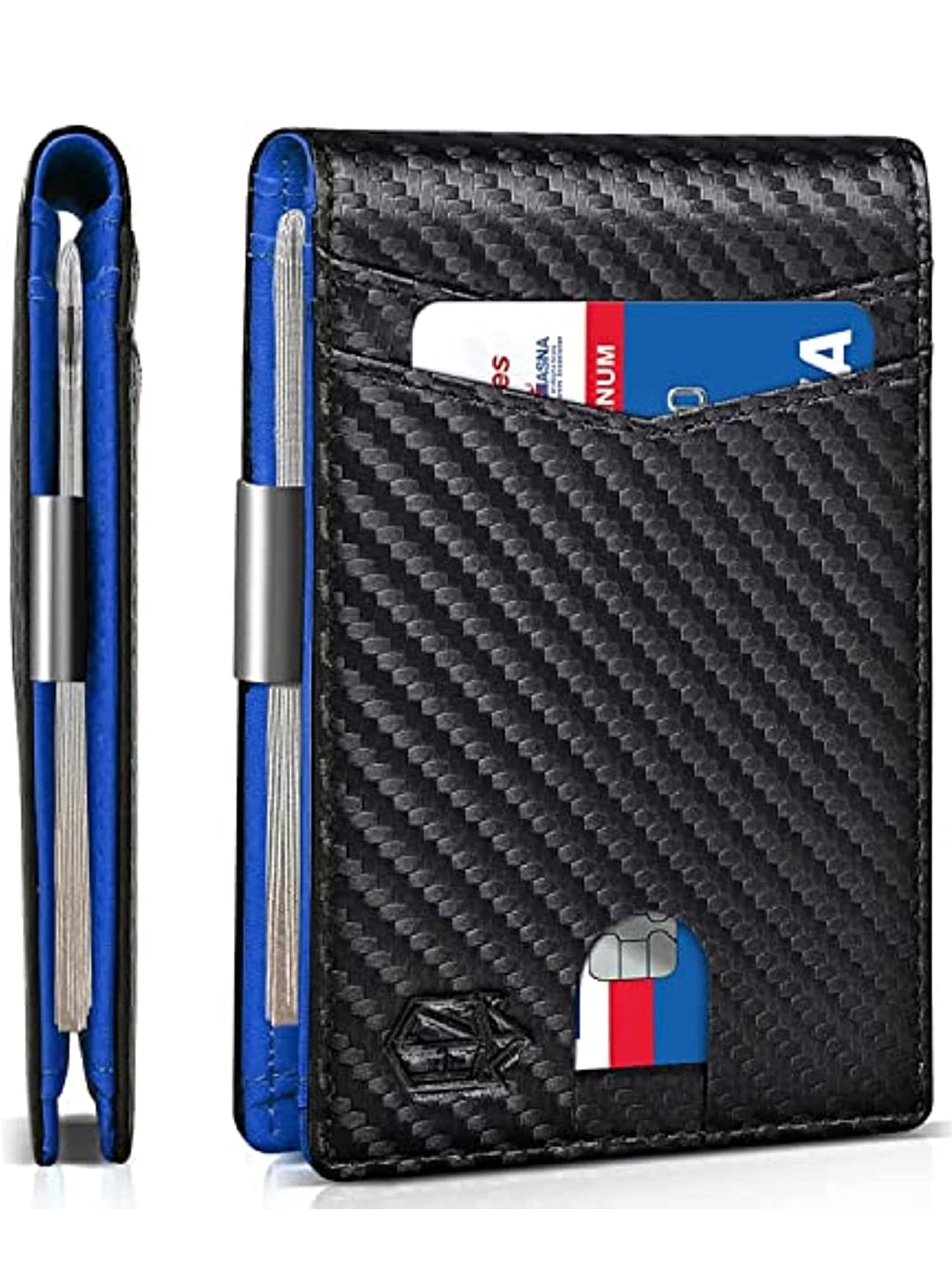 Burufy Wallet for Men Slim,Genuine Leather Mens Wallet,Bifold Minimalist Front Pocket Wallets RFID Blocking Credit Card with Money Clip & 12 Slots,Perfect Gifts