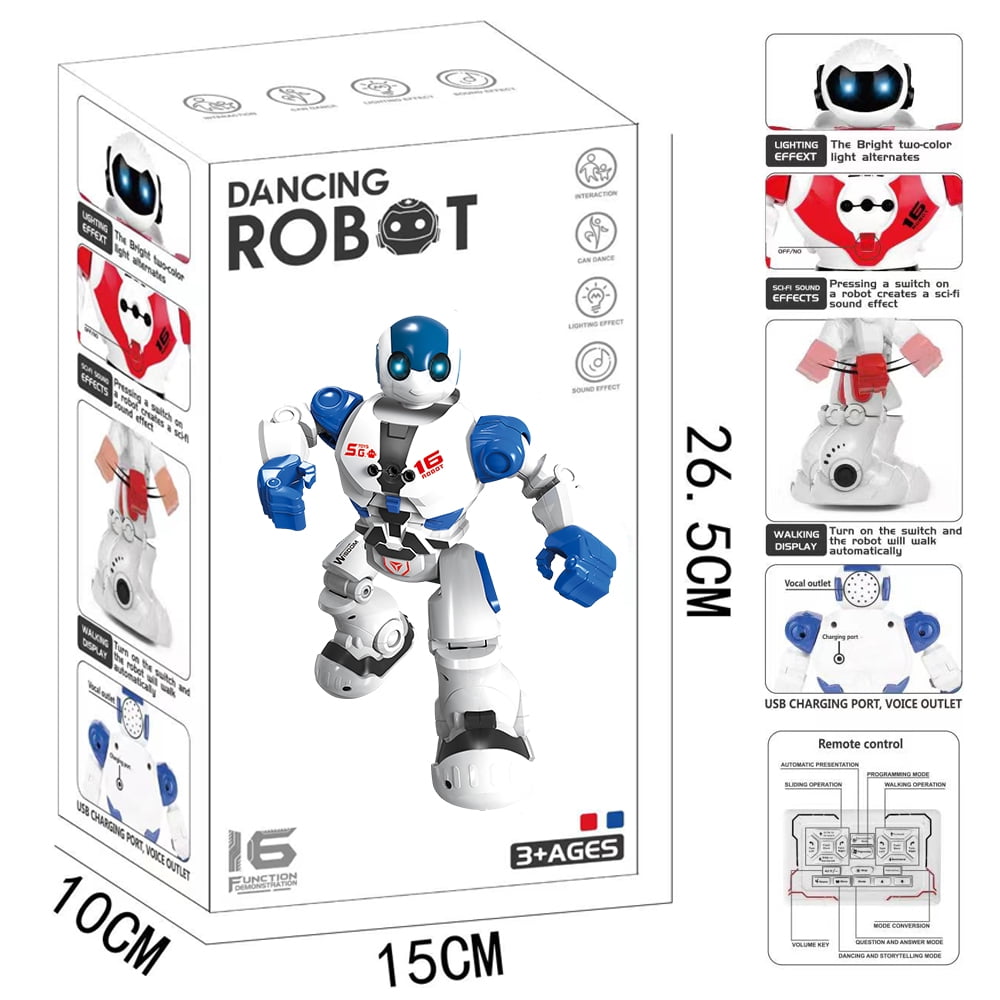Ficcug Kids Remote Control Intelligent Robot Toys,Educational Programmable Smart Robot,Perfect Gift for Boys 4 5 6 7 8+,Blue