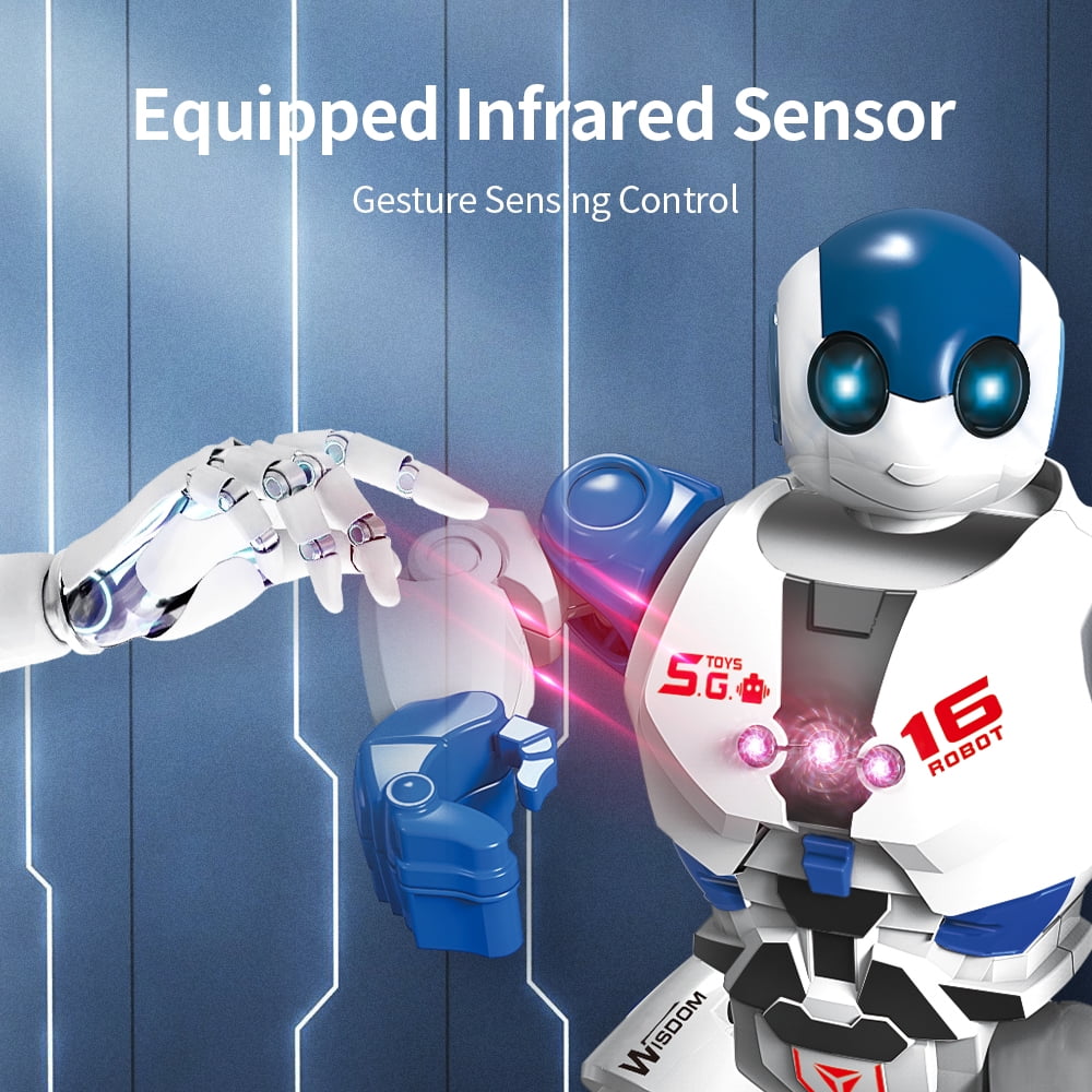 Ficcug Kids Remote Control Intelligent Robot Toys,Educational Programmable Smart Robot,Perfect Gift for Boys 4 5 6 7 8+,Blue