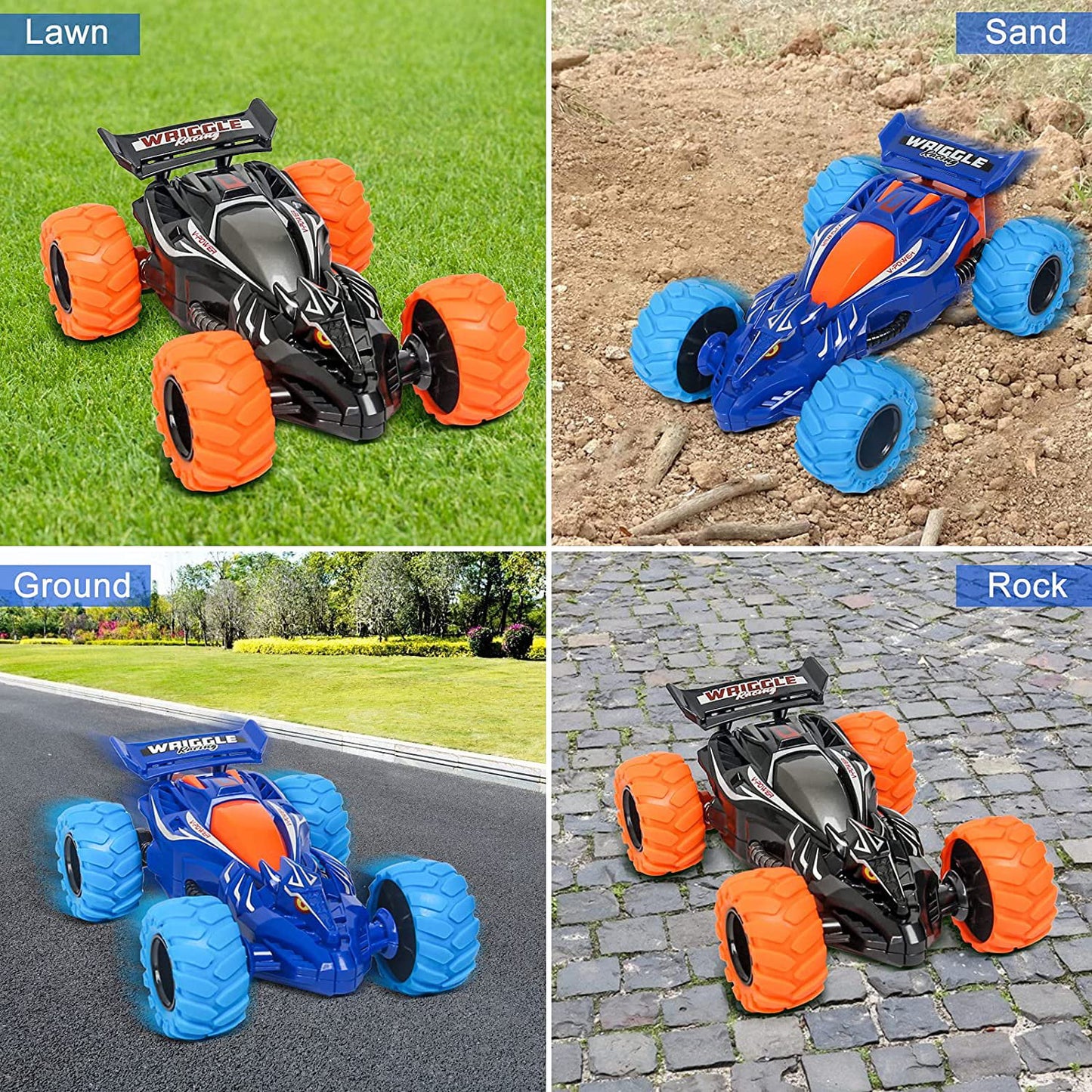 Babyltrl Pull Back Cars Toy Trucks,2 Pcs Friction Powered Cars for Kids,Four-Wheel Drive 360 Stunt Spinning off-road Vehicles,Inertia Car Toys for 3 4 5 6+ Year Old Boys Girls