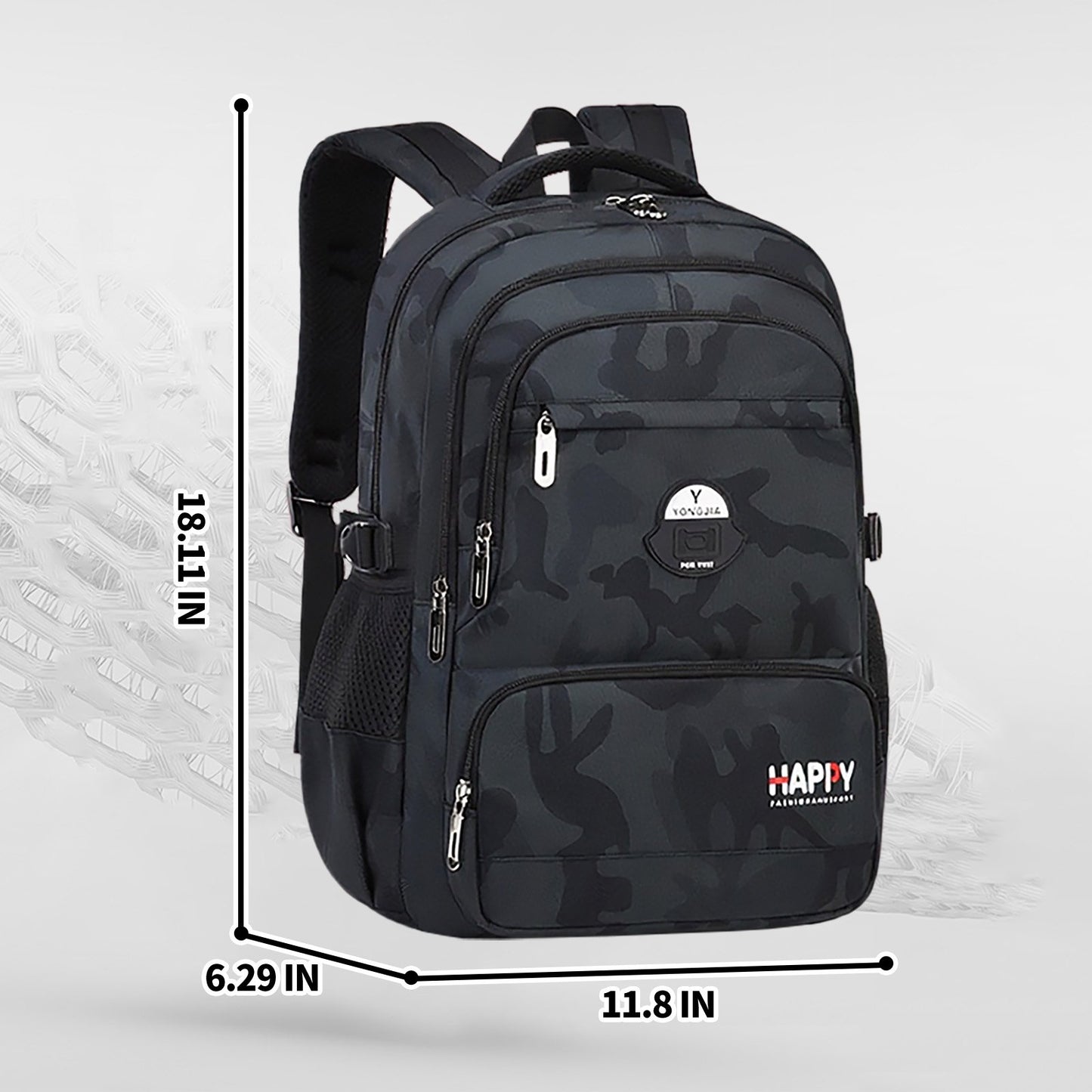 Ficcug Boys School Backpacks,Fashion School Bag for Kids Teens,35L Waterproof Students Bookbags for Elementary Middle,Black