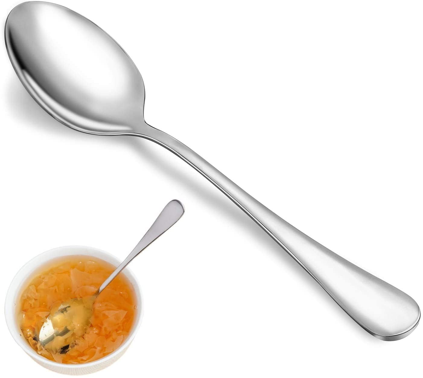 Ficcug 10pcs Food-Grade Stainless Steel Dinner Spoons Sets for Home Kitchen Restaurant,Mirror Polished,Dishwasher Safe
