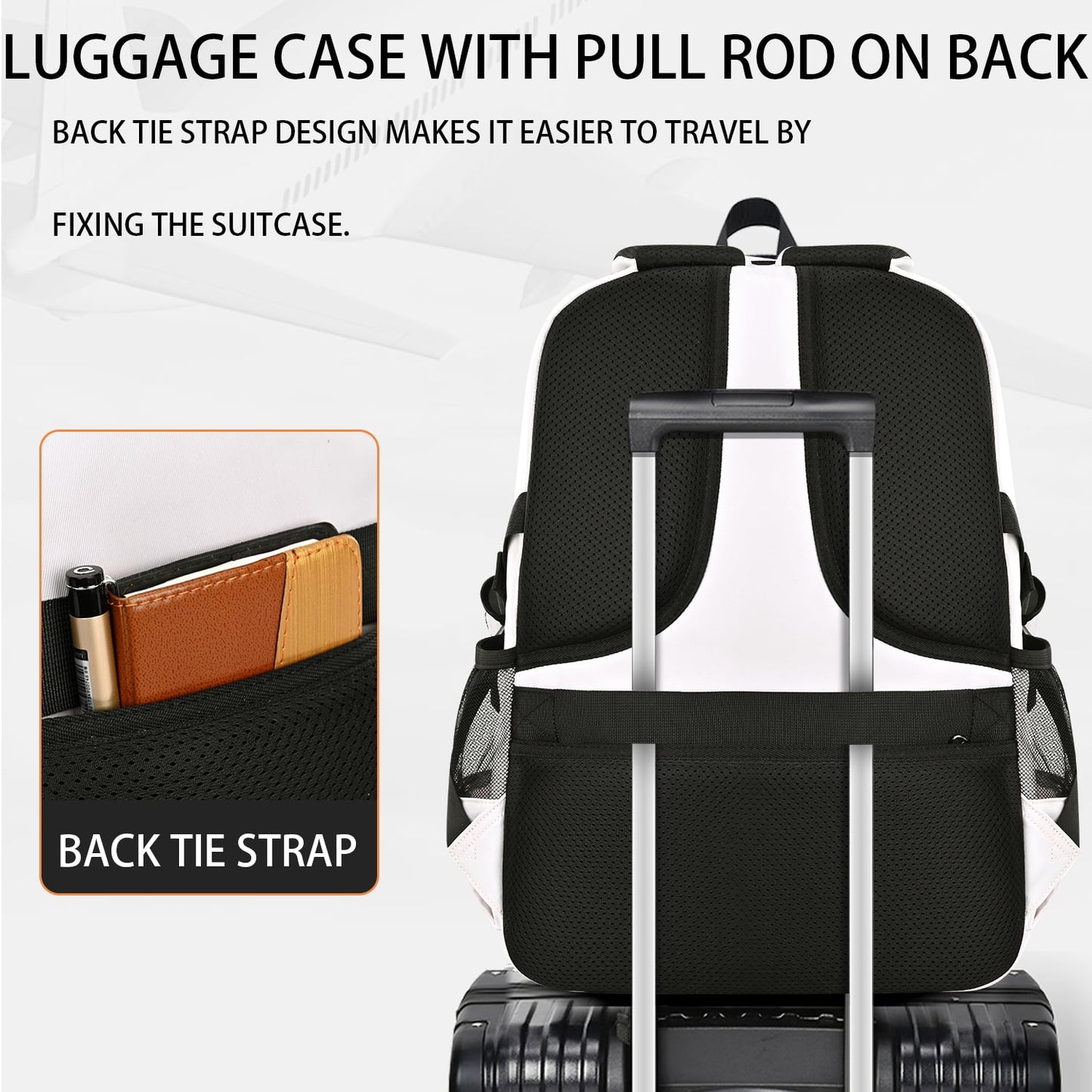 Ficcug School Backpack for 15.6" Laptop,Fashion Waterproof School Bag for Boys Girls Women Men Teens,Middle / High / College Bookbags,off-White