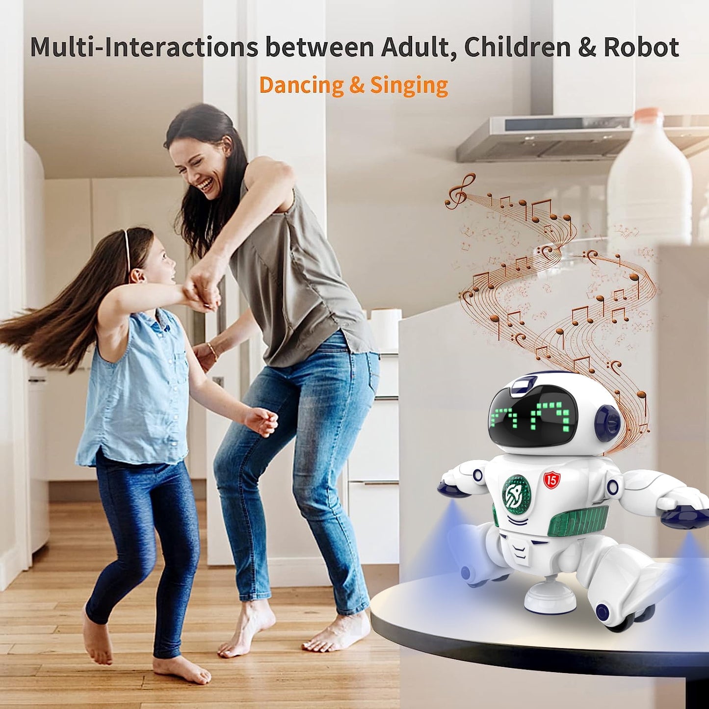 Babyltrl Robot Toys for Kids,Smart Space Dancing Robot Singing Walking Intelligent Educational Toys with Music/Light,for Ages 3 and up (White)