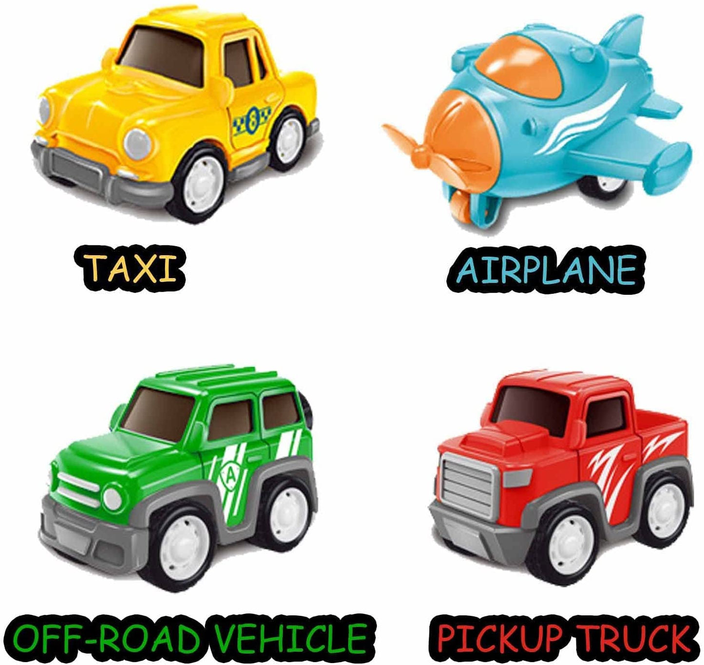 Ficcug 5 in 1 Pull Back Cars for 3-6 Year Old Toddlers,Friction Powered Toy Vehicle in Carrier Truck with Lights Music,Car Toys Set for Aged 1 2 3 4 5 6 7 Kids Boys Girls