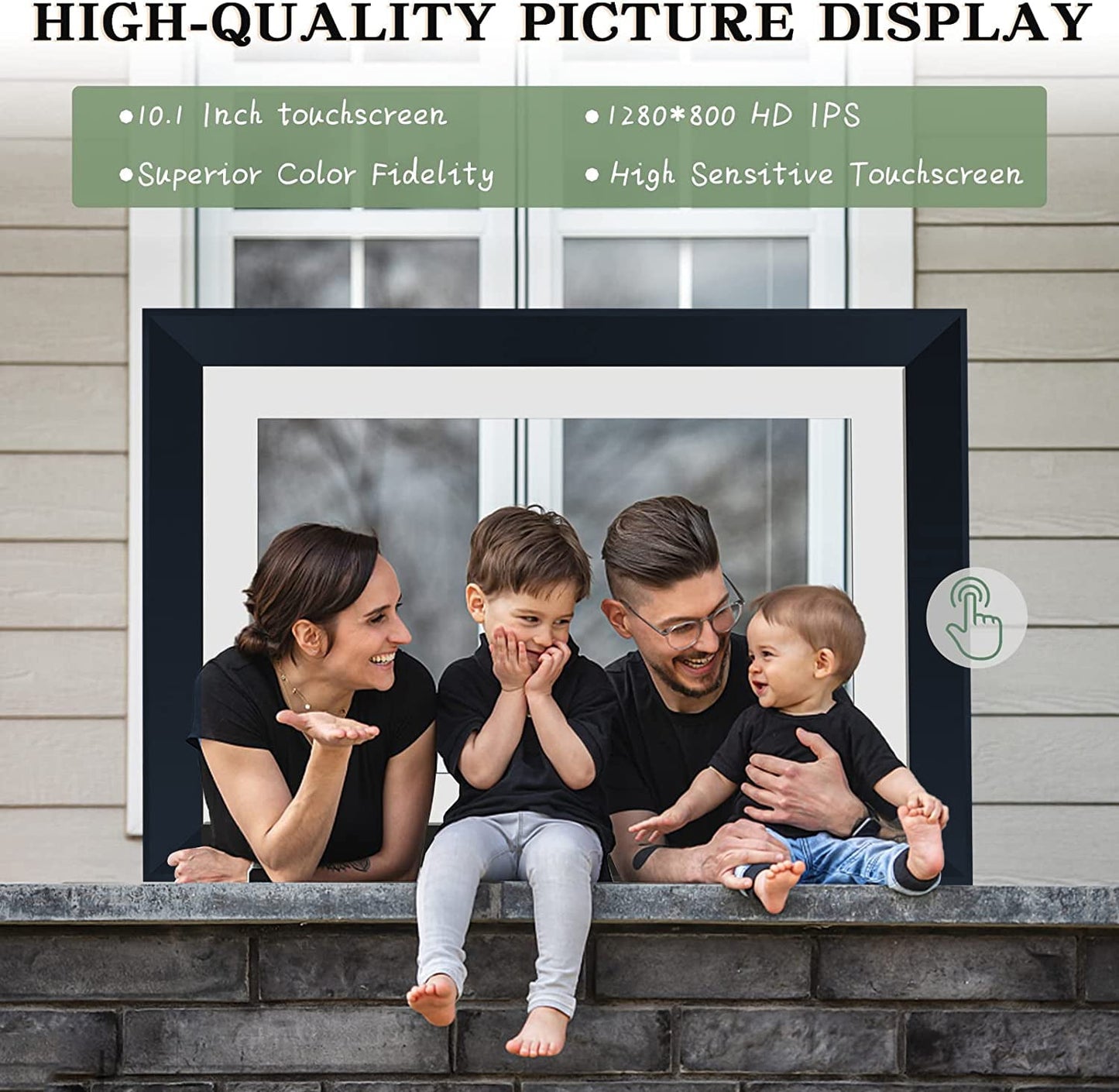 Ficcug 10.1 inch Full HD Digital Photo Picture Frame,Large Memory Wifi Smart Photo Frame,IPS Touch Screen,Share Photos Videos Instantly via Frameo App,Perfect for Gift-Blue