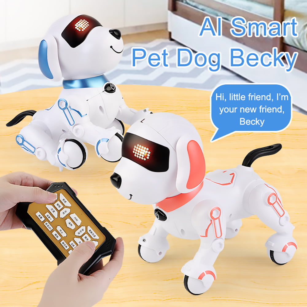 Ficcug Remote Control Robot Dog Toy, Digital Programmable Smart Interactive Puppy Pet with Touch Sensing, Gift for Boys Girls Kids 3+