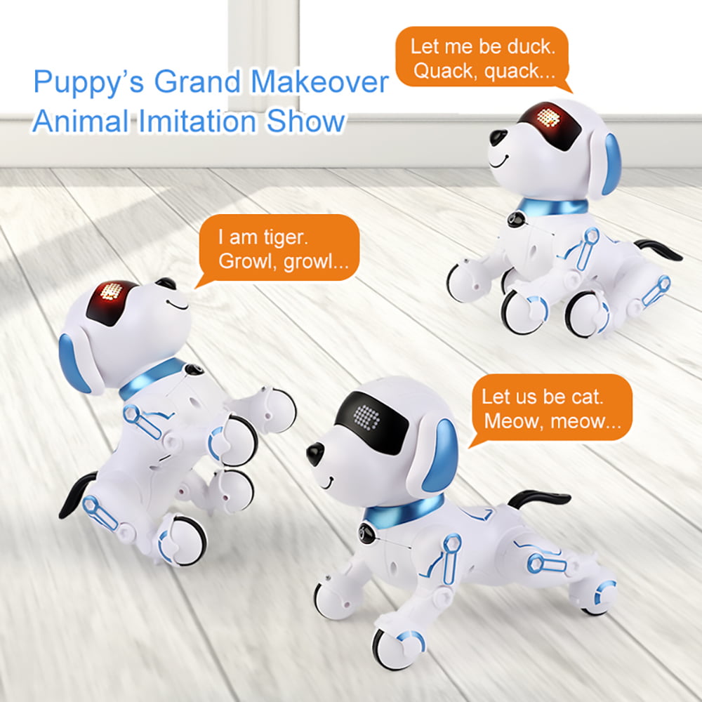 Ficcug Remote Control Robot Dog Toy, Digital Programmable Smart Interactive Puppy Pet with Touch Sensing, Gift for Boys Girls Kids 3+