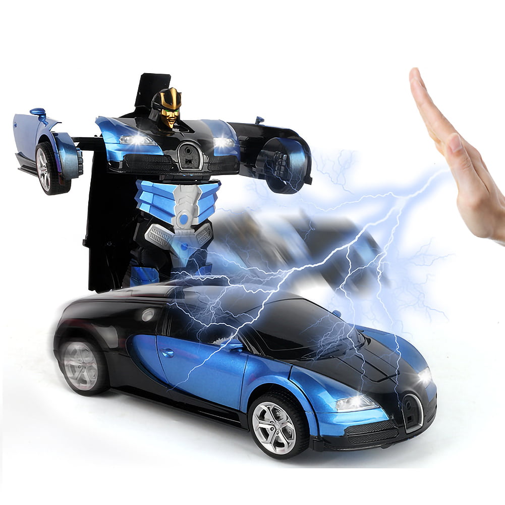 Ficcug Remote Control Transforming Car Robot Toys,2.4GHz 1/14 Scale Transform RC Cars Toys with LED Lights / Sounds / Gesture Sensing for Kids Boys Girls Birthday Christmas Gifts