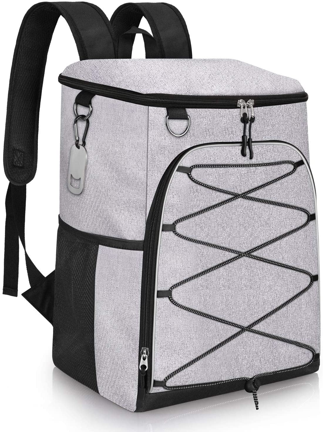 Ficcug Insulated Cooler Backpack 25-30 Cans/L,Waterproof Leakproof Soft Cooler Bag for Travel Camping Hiking Beach Lunch Picnic,Gray