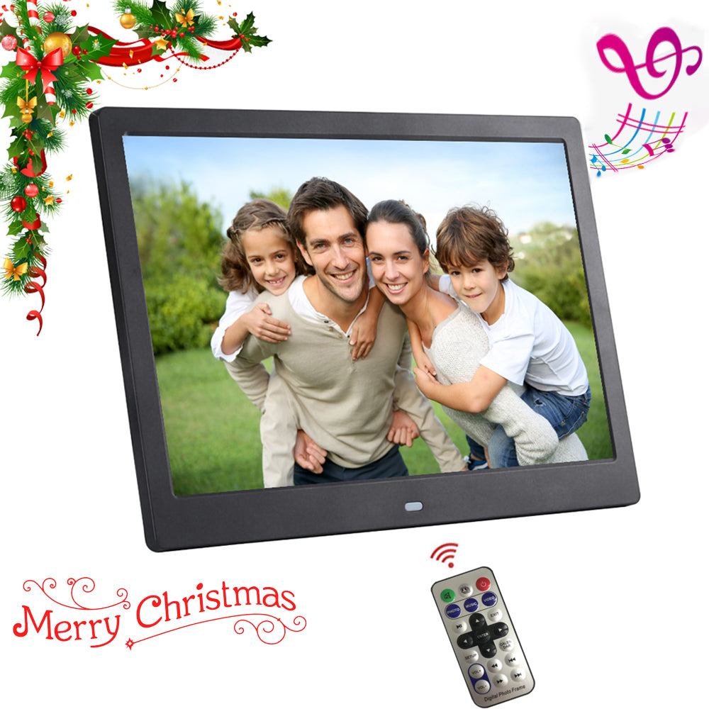 Ficcug 13" Digital Photo Picture Frame with Automatic Slideshow Video Music Movie Remote Control Supports MS/SD/MMC Cards For Christmas Gift