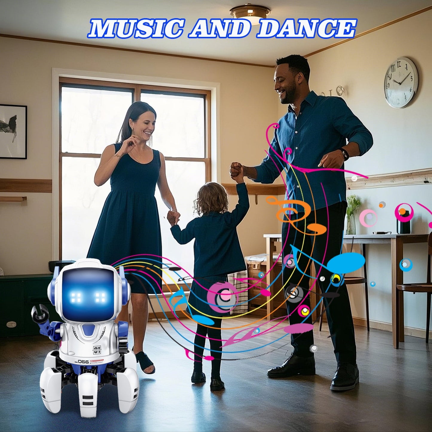 Ficcug Remote Control Robot Toys for Boys,360° Rotation Intelligent Programmable Educational Toys for Girls Kids Toddlers Ages 3-8,Blue