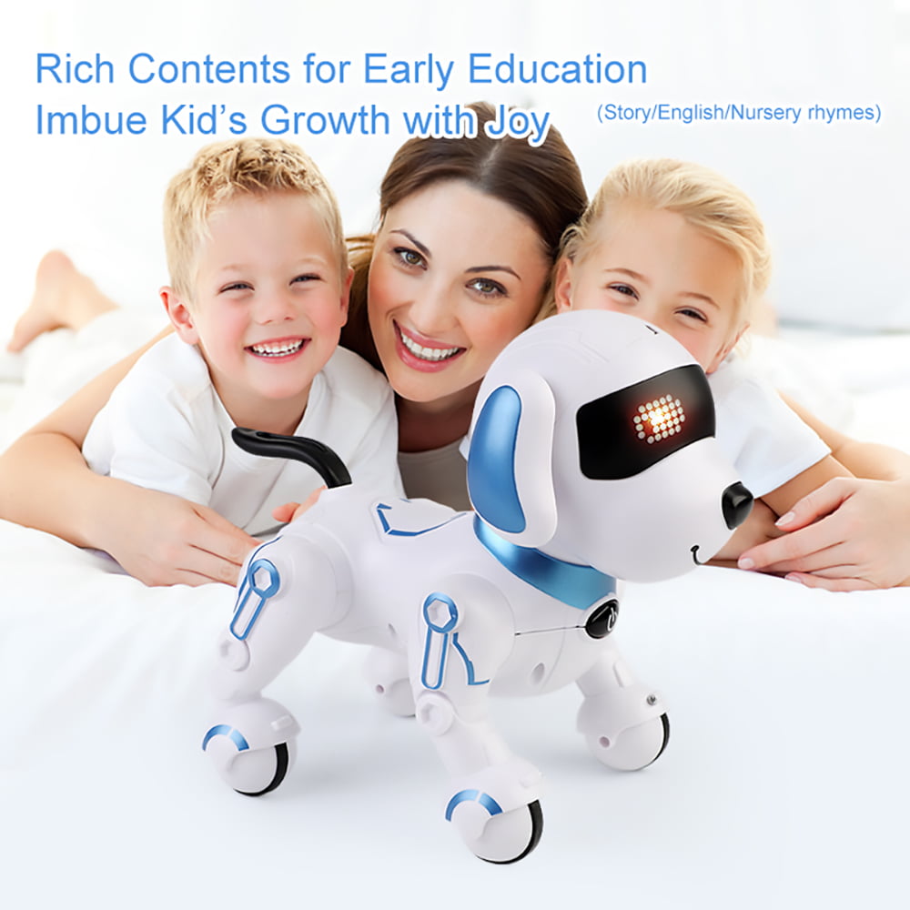 Ficcug Remote Control Robot Dog Toy, Digital Programmable Smart Interactive Puppy Pet with Touch Sensing, Gift for Boys Girls Kids 3+