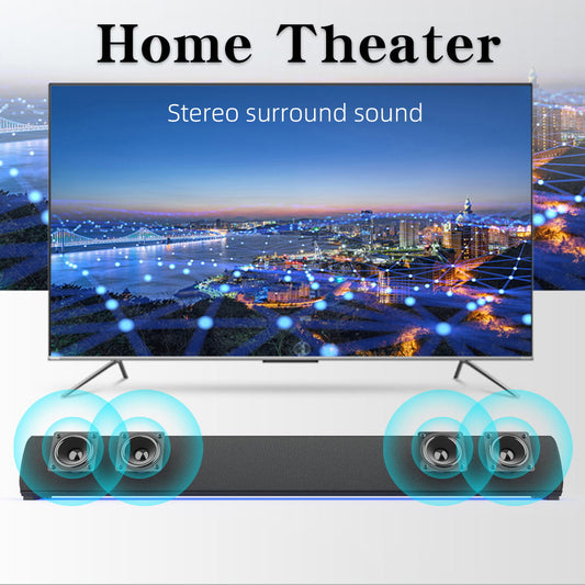 Ficcug 2.0ch 22" TV Sound bars with Microphone & Remote, Wireless Soundbar with 4 Built-in Subwoofers / 3EQ Mode, 3D Music Bluetooth Karaoke Speaker