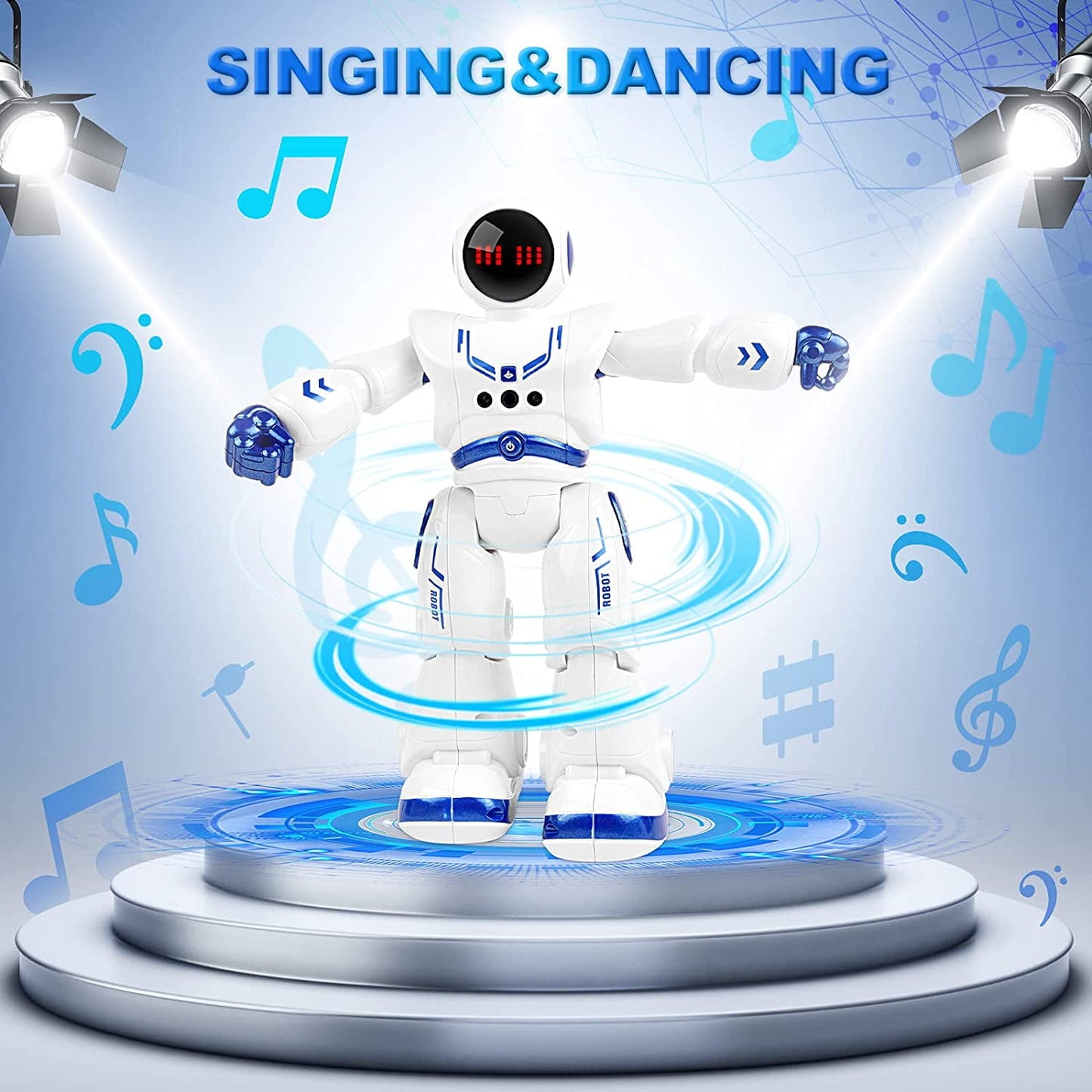 Babyltrl Remote Control Robot Toys for Kid,RC Smart Robot with Walking Singing Dancing,Intelligent Gesture Sensing&Educational Programmable Robot,for Ages 4 and up (Blue)