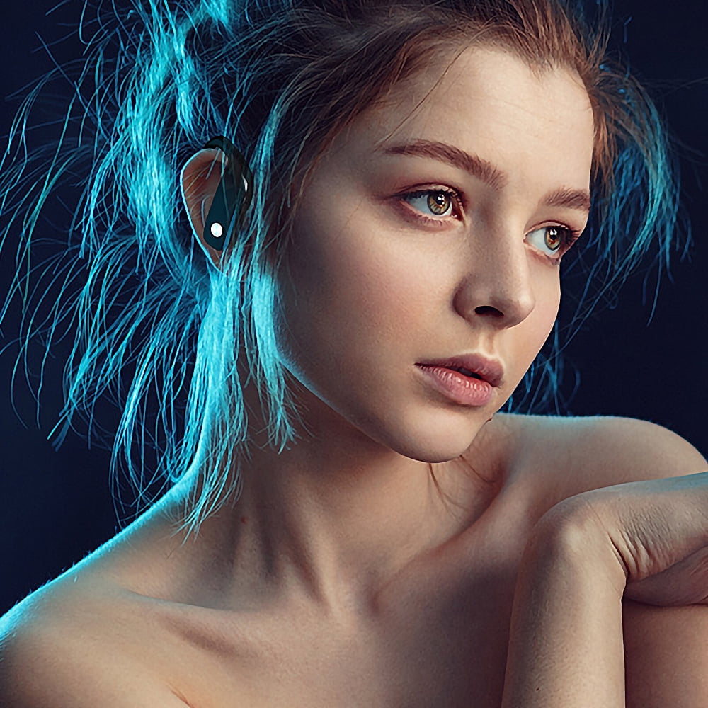 Ficcug Wireless Earbuds TWS Bluetooth 5.0 Headphones 48H Play Back Earphones in Ear Waterproof with Microphone LED Display for Sports Running Workout Black