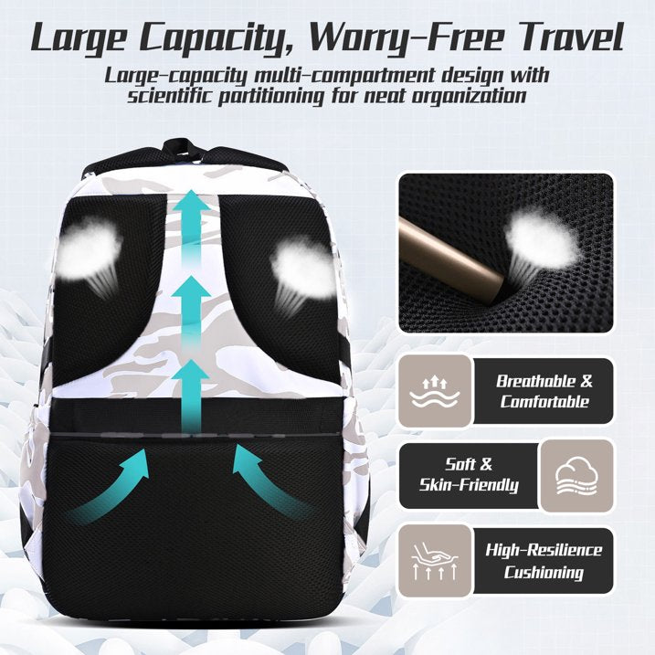 Ficcug School Backpack for 16" Laptop,Fashion Waterproof School Bag for Boys Girls Women Men Teens,Middle / High / College Bookbags,Brown
