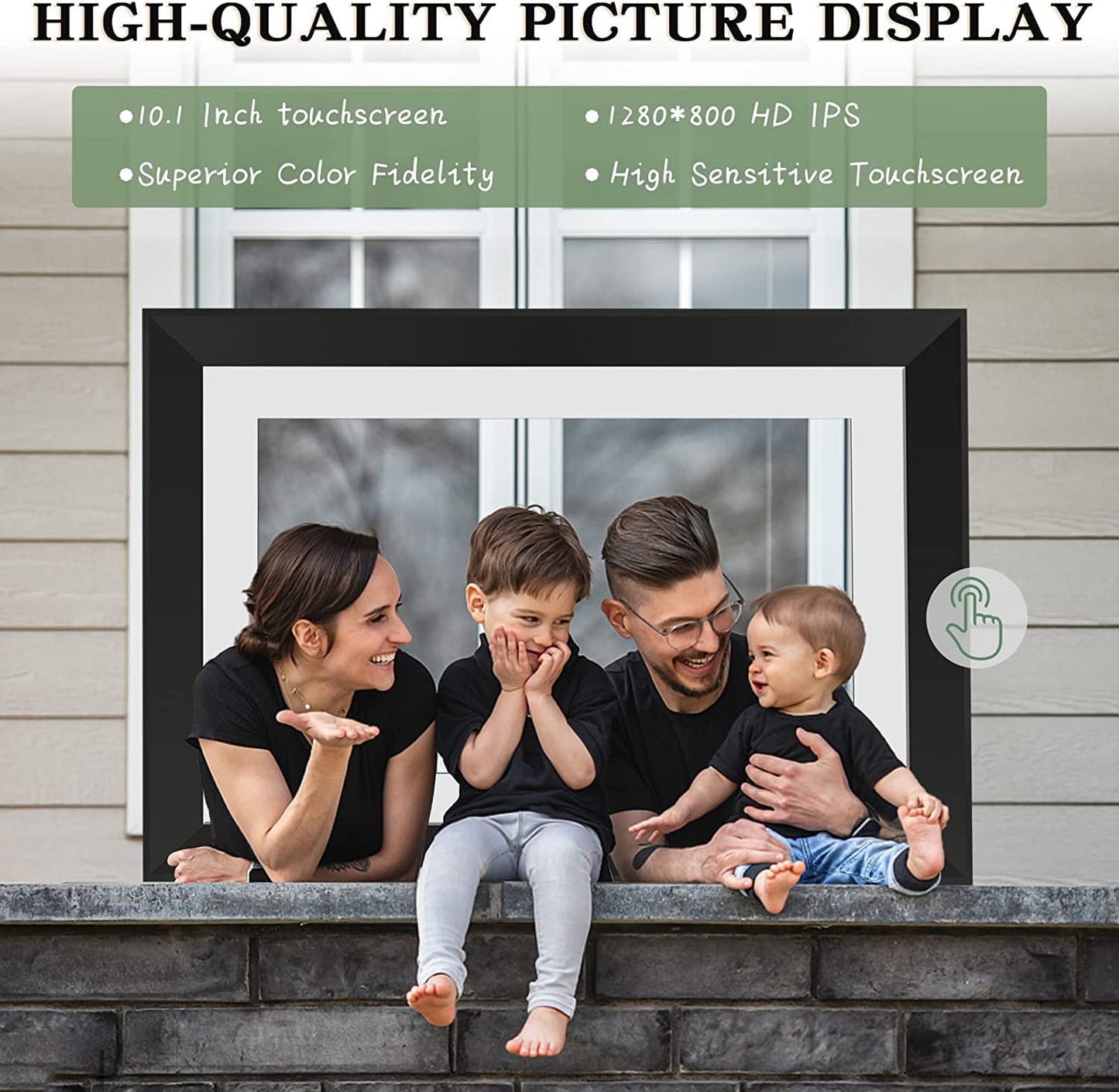 Ficcug Upgrade 10.1"Digital Picture Frame,16GB Wifi Smart Photo Frame,HD IPS Touch Screen,Easy Share Photos Videos via App from Anywhere,Perfect for Gift-Black