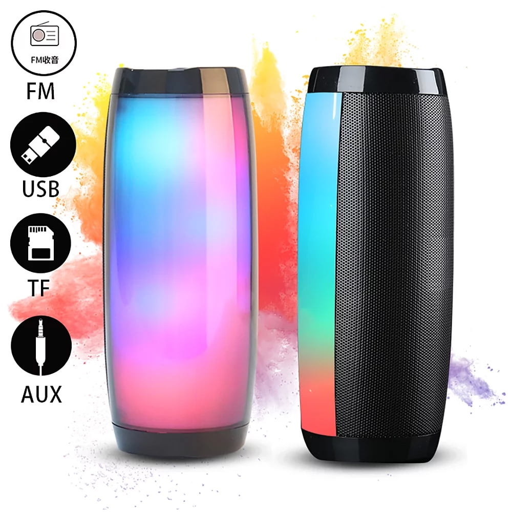 Babyltrl Waterproof Bluetooth Wireless 5.0 Speaker Portable Mini Speaker with Mutil-Colorful LED Lights and 360 Stereo Sound,Outdoor Music Party Show Speaker,Black