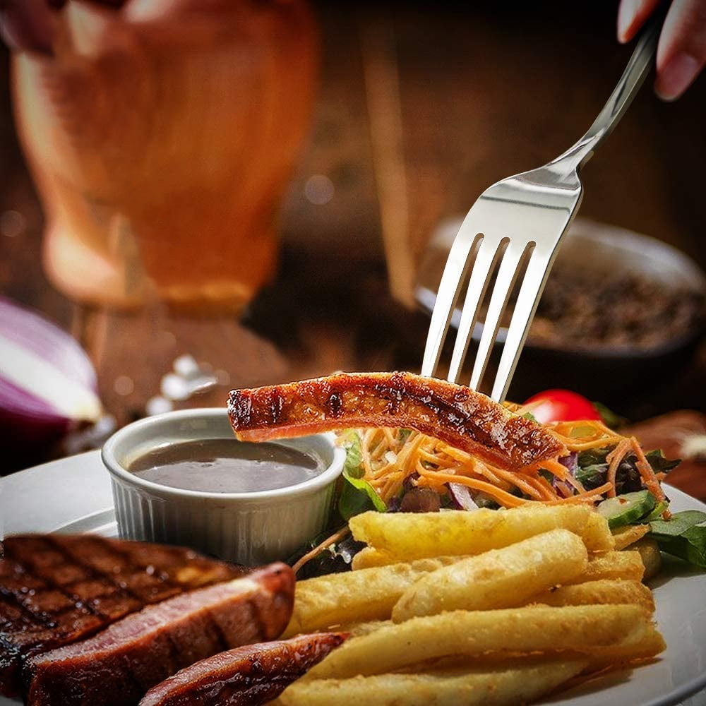 Ficcug Food-Grade Stainless Steel Dinner Forks Set,Salad Forks of 10