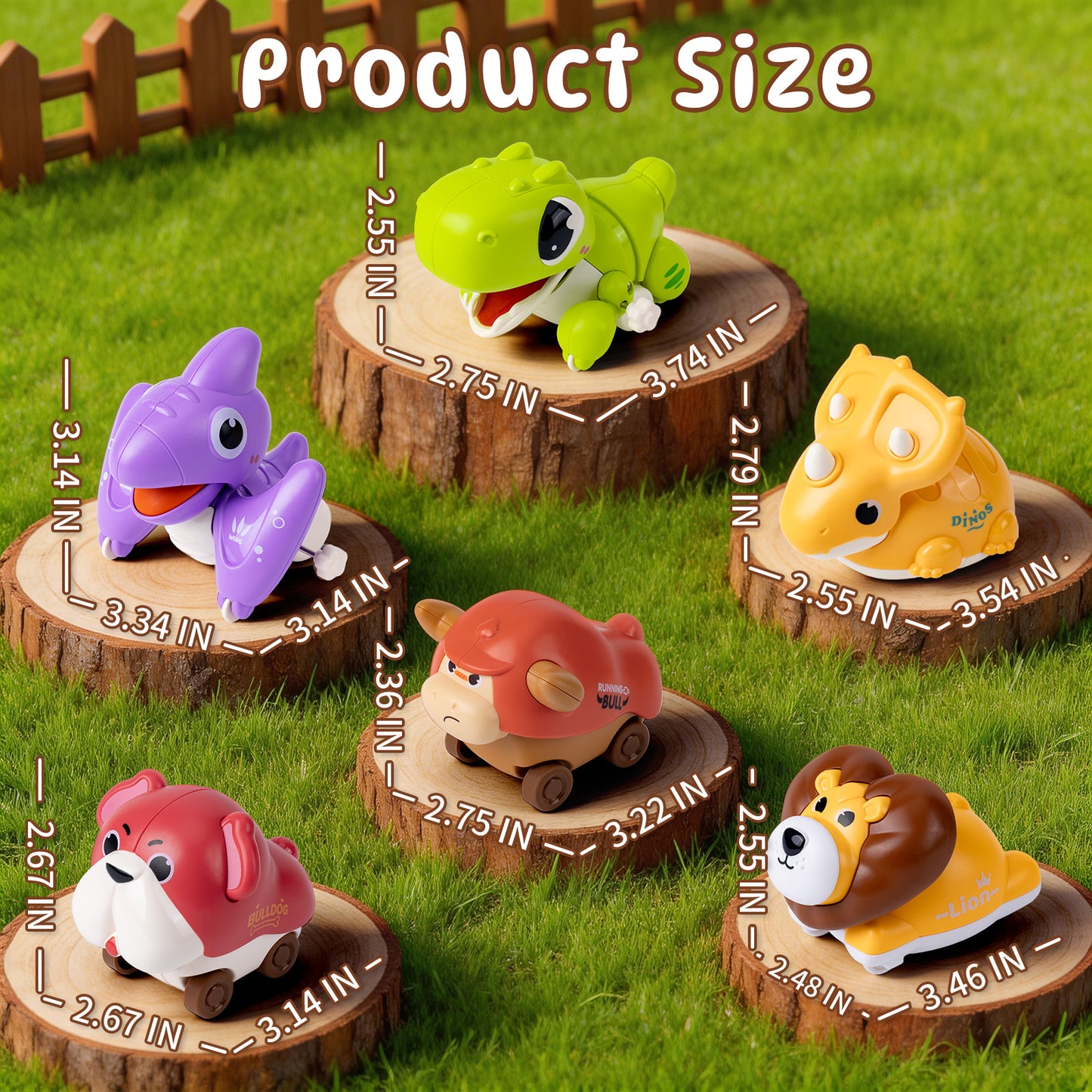 Ficcug 6pcs Press and Go Animal Toy Cars for Toddlers 1-3,Dinosaur Push and Go Friction Powered Vehicles,Baby Toys for 6-12 12-18 Months Boys Girls