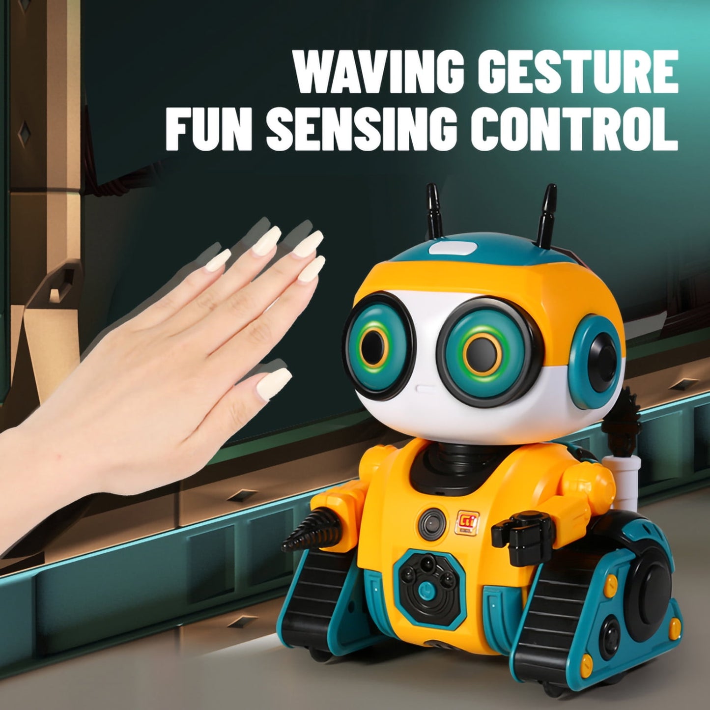 Ficcug Remote Control Intelligent Robot Toys for Kids with Recording/Voice changing/Touch Sensing,Educational Programmable Interactive Smart Robot for 3 4 5 6 Year Old Boys Girls Toddlers,Yellow
