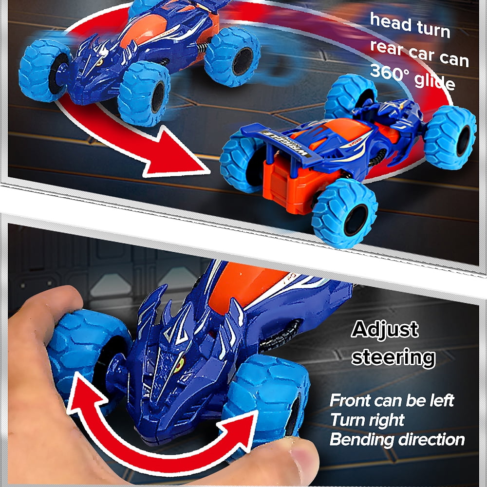 Babyltrl Pull Back Cars Toy Trucks,2 Pcs Friction Powered Cars for Kids,Four-Wheel Drive 360 Stunt Spinning off-road Vehicles,Inertia Car Toys for 3 4 5 6+ Year Old Boys Girls