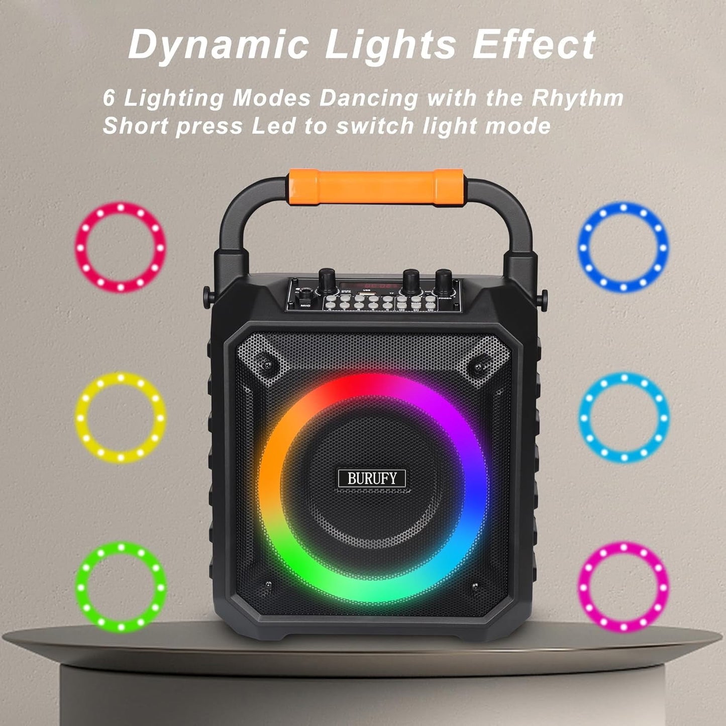 Burufy Bluetooth Karaoke Machine for Adults and Kids with 2 Wireless Microphone / PA System,Portable Singing Machine TWS Speaker System for Party Birthday