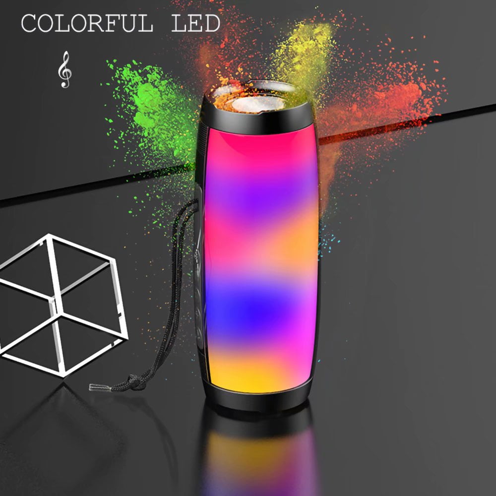 Babyltrl Waterproof Bluetooth Wireless 5.0 Speaker Portable Mini Speaker with Mutil-Colorful LED Lights and 360 Stereo Sound,Outdoor Music Party Show Speaker,Black
