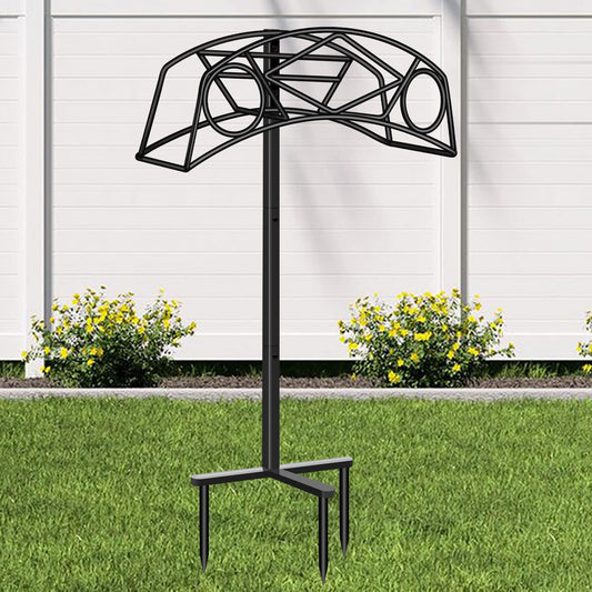 Ficcug Garden Hose Holder Freestanding Water Hose Holder,Stand Hose Reel Hanger for Outside Yard Lawn,Easy Store/Organize,Black
