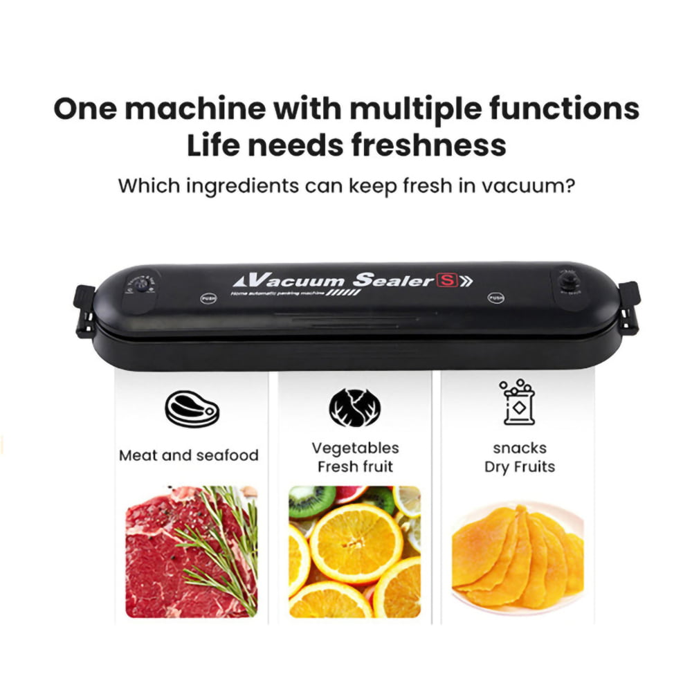 Ficcug Automatic Mini Food Vacuum Sealer Machine with 10 Vacuum Sealer Bags Electric Air Sealing Preserver System for Food Saver and Preservation of Home & Commercial(Black)