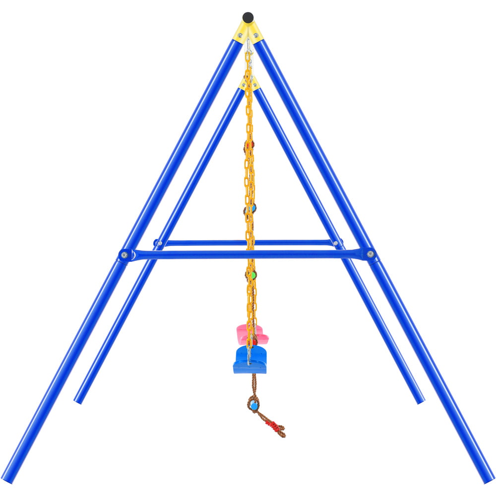 Ficcug 3 in 1 Metal Swing Sets for Kids with Climbing Ladder,Heavy Duty Swing Stand for Outside Backyard Playground