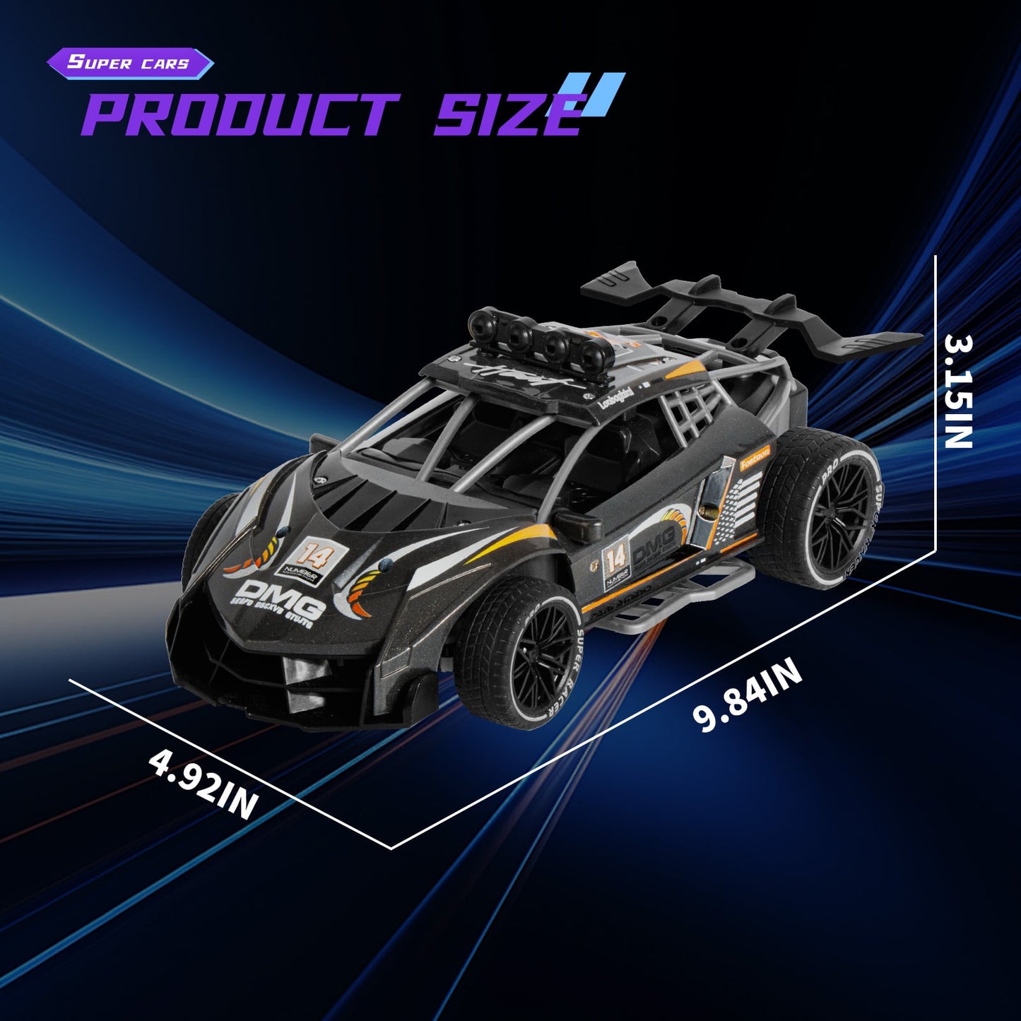 Ficcug Remote Control Cars Toys,1:14 High Speed RC Car with Spray Lights & Music,RC Truck for Boys Girls Kids