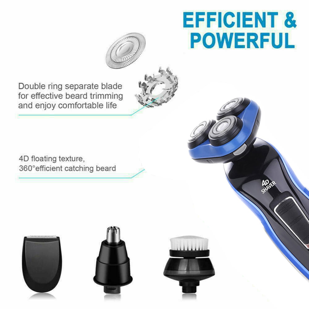 Ficcug 4 in 1 Electric Shavers for Men Rechargeable Electric Razor Shaver with Beard Trim Nose Hair Trimmer Beard Wet Dry Dual Use Water Proof