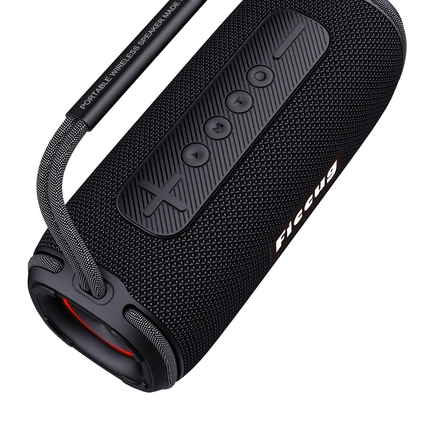 Ficcug Waterproof Portable Wireless Bluetooth Speaker,20W Small Speaker with TWS Pairing | Deep Bass | LED Lights,Outdoor Party Speaker,Black