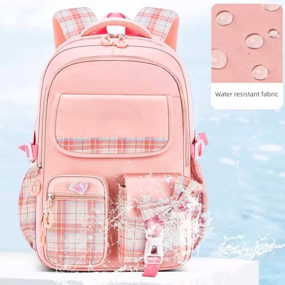Ficcug Girls School Backpacks,Fashion School Bag for Kids Teens,30L Waterproof Students Bookbags for Elementary Middle,Pink