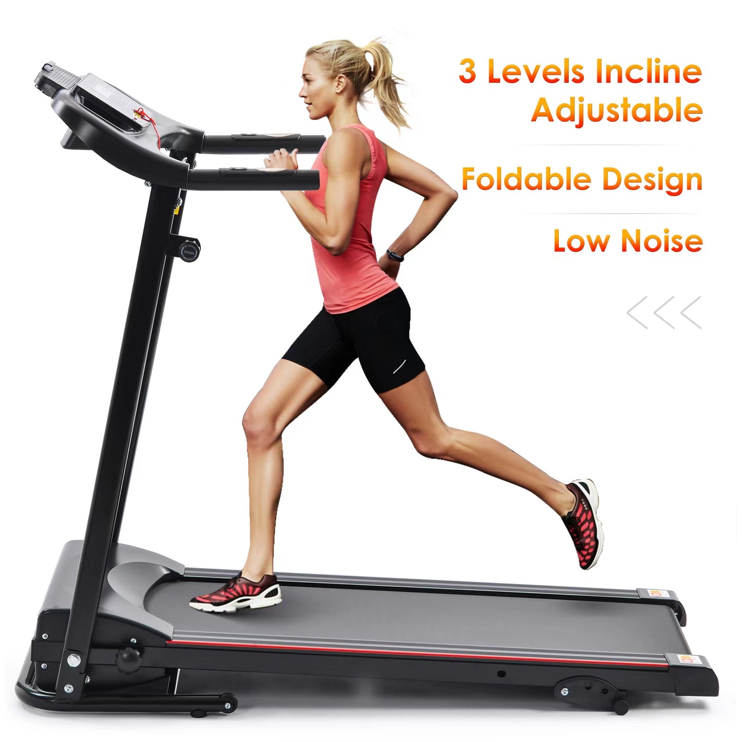 Ficcug 2.5HP Folding Treadmill with Incline / Bluetooth Music,Low Noise Electric Portable Small Running Walking Machine,Under Desk Treadmill for Home Jogging Exercise Gym Fitness