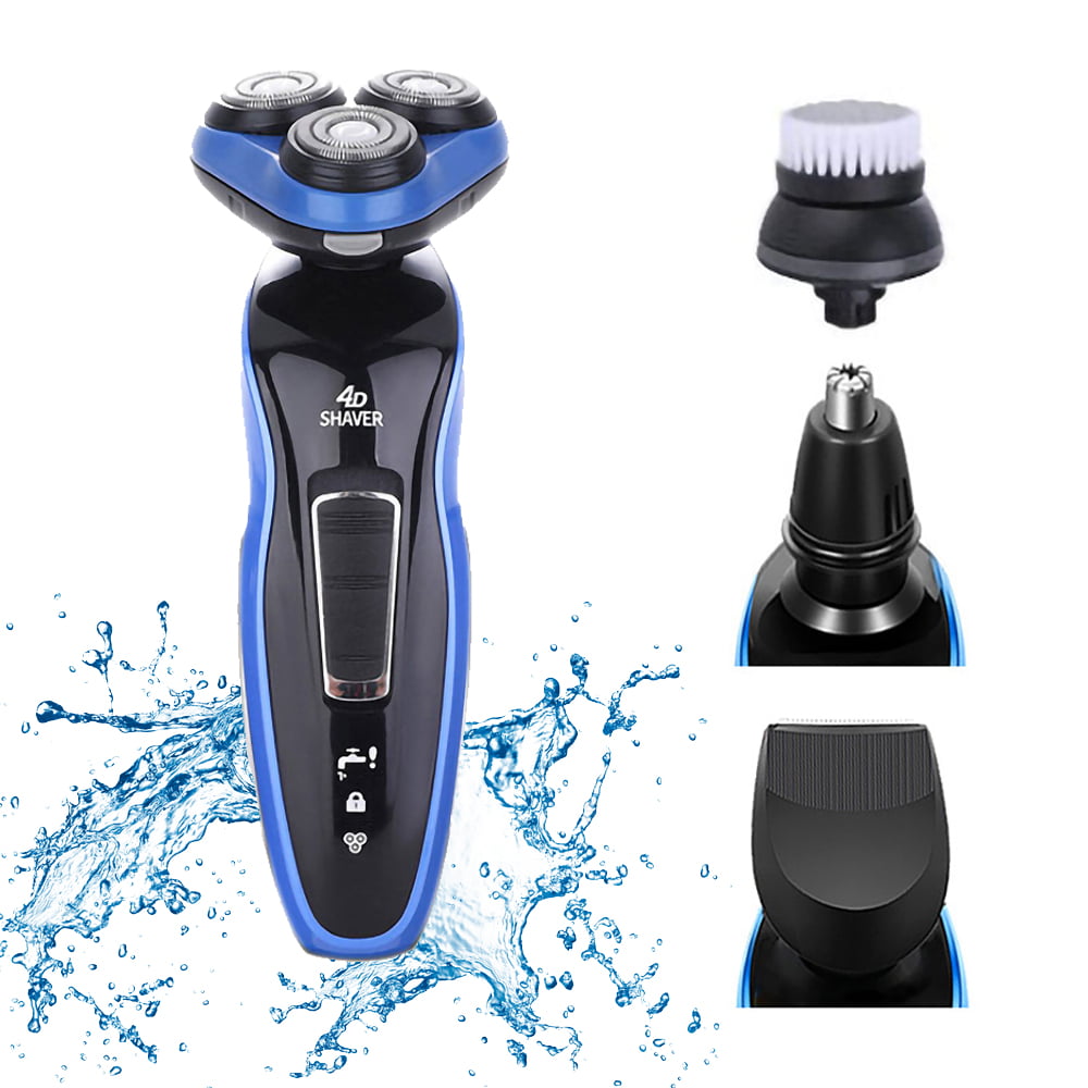 Ficcug 4 in 1 Electric Shavers for Men Rechargeable Electric Razor Shaver with Beard Trim Nose Hair Trimmer Beard Wet Dry Dual Use Water Proof