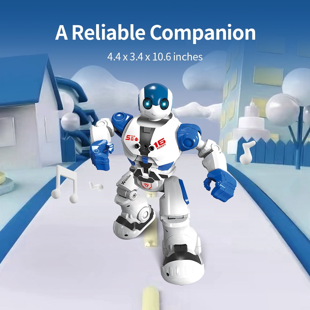 Ficcug Kids Remote Control Intelligent Robot Toys,Educational Programmable Smart Robot,Perfect Gift for Boys 4 5 6 7 8+,Blue