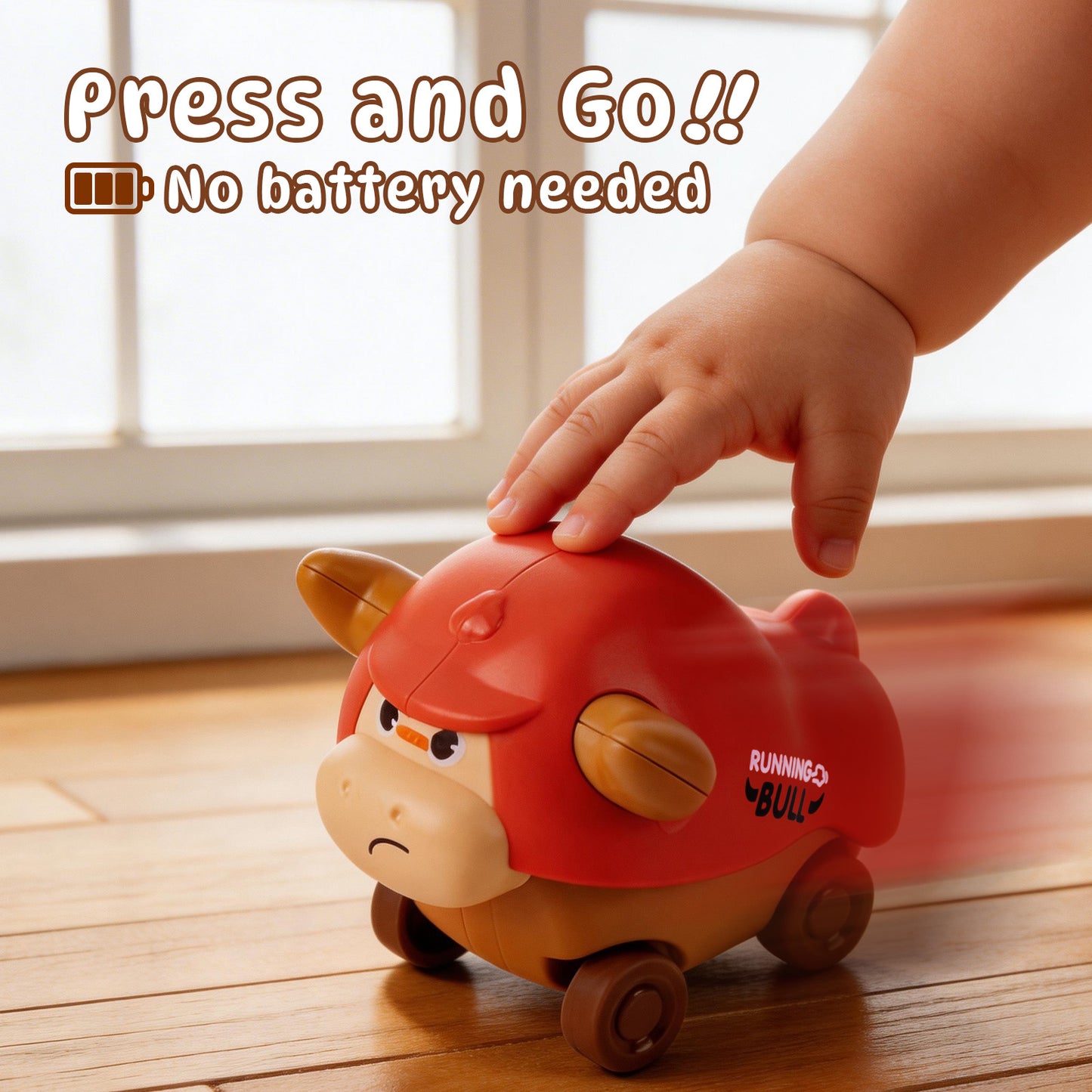 Ficcug 6pcs Press and Go Animal Toy Cars for Toddlers 1-3,Dinosaur Push and Go Friction Powered Vehicles,Baby Toys for 6-12 12-18 Months Boys Girls