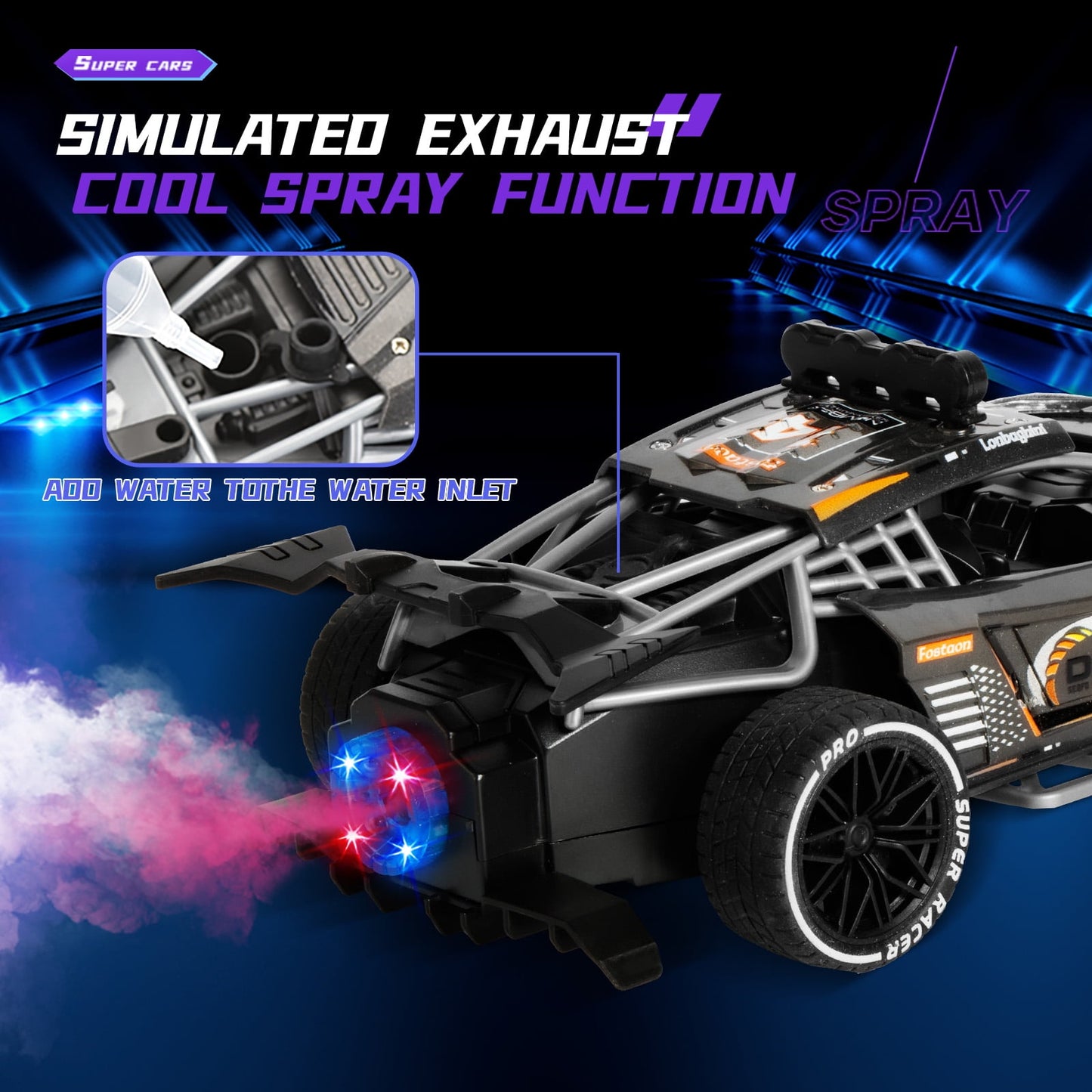 Ficcug Remote Control Cars Toys,1:14 High Speed RC Car with Spray Lights & Music,RC Truck for Boys Girls Kids