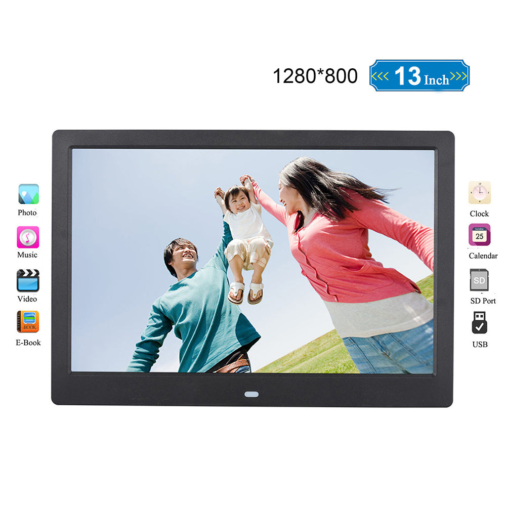 Ficcug 13" Digital Photo Picture Frame with Automatic Slideshow Video Music Movie Remote Control Supports MS/SD/MMC Cards For Christmas Gift