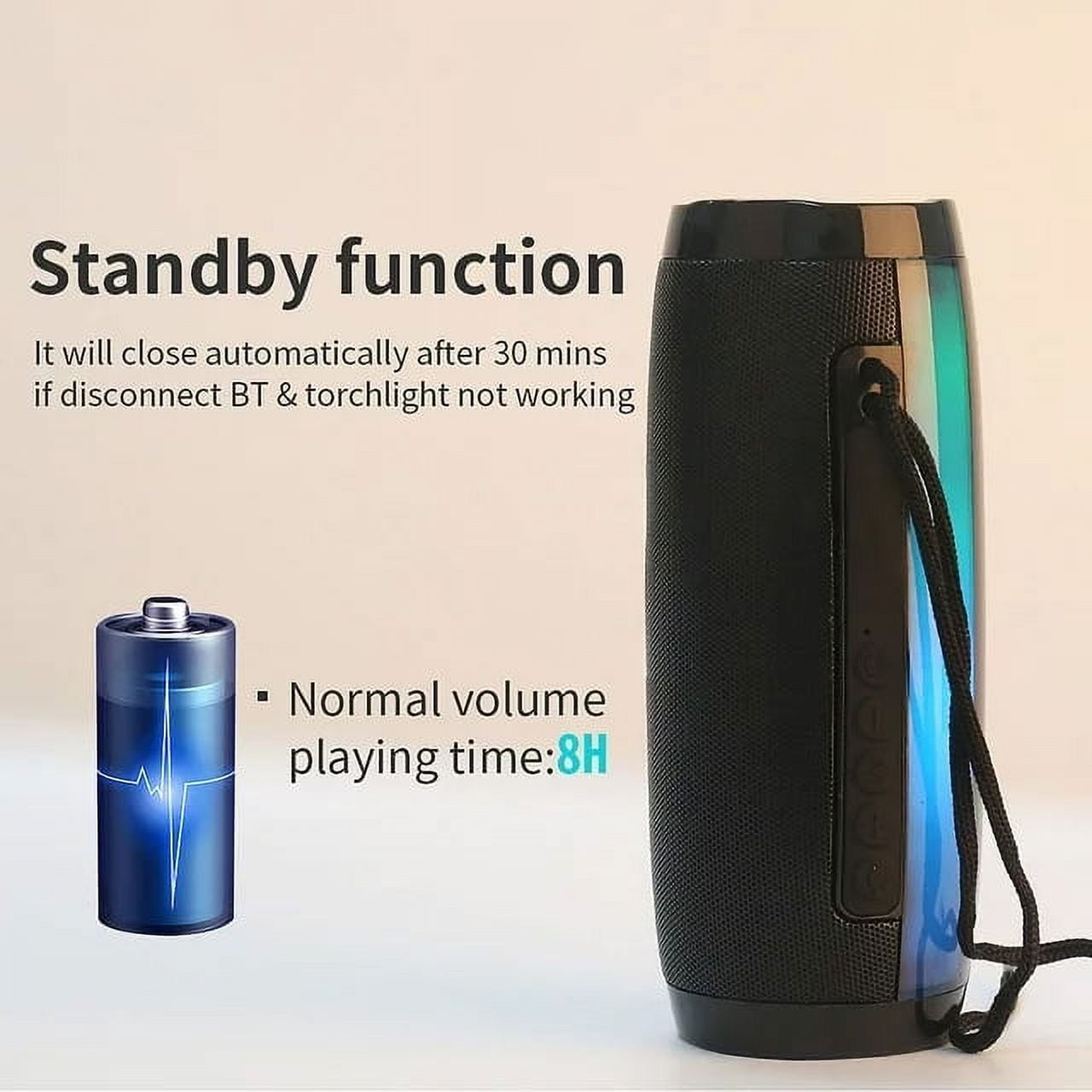 Babyltrl Waterproof Bluetooth Wireless 5.0 Speaker Portable Mini Speaker with Mutil-Colorful LED Lights and 360 Stereo Sound,Outdoor Music Party Show Speaker,Black